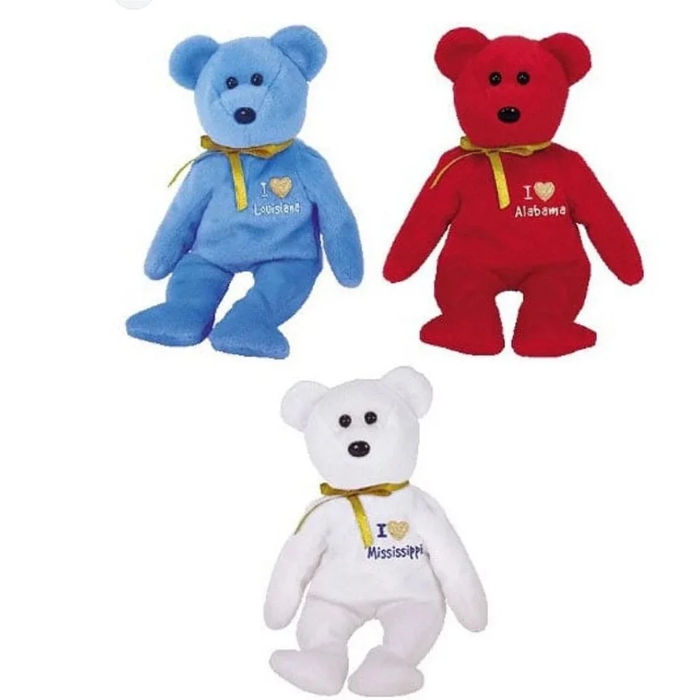 Ty‎ Beanie Babies Hurricane Katrina Relief Bears Louisiana Mississippi set of 3